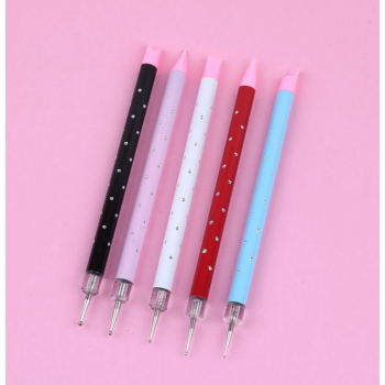 2в1 - Набор палочек дотс для тиснения + силиконовые кисти (в наборе голубой, белый, красный, черный и розовый цвета)